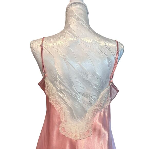 Vintage Pink White Chemise Womens Sz Medium Lace Up Front Sexy Coquette Babydoll - Picture 6 of 16